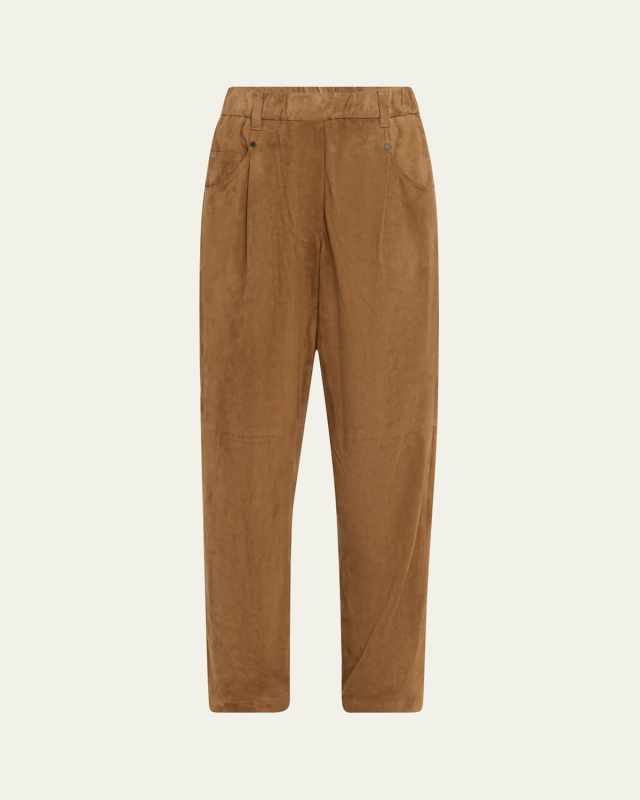 Suede Cropped Pull-On Pants